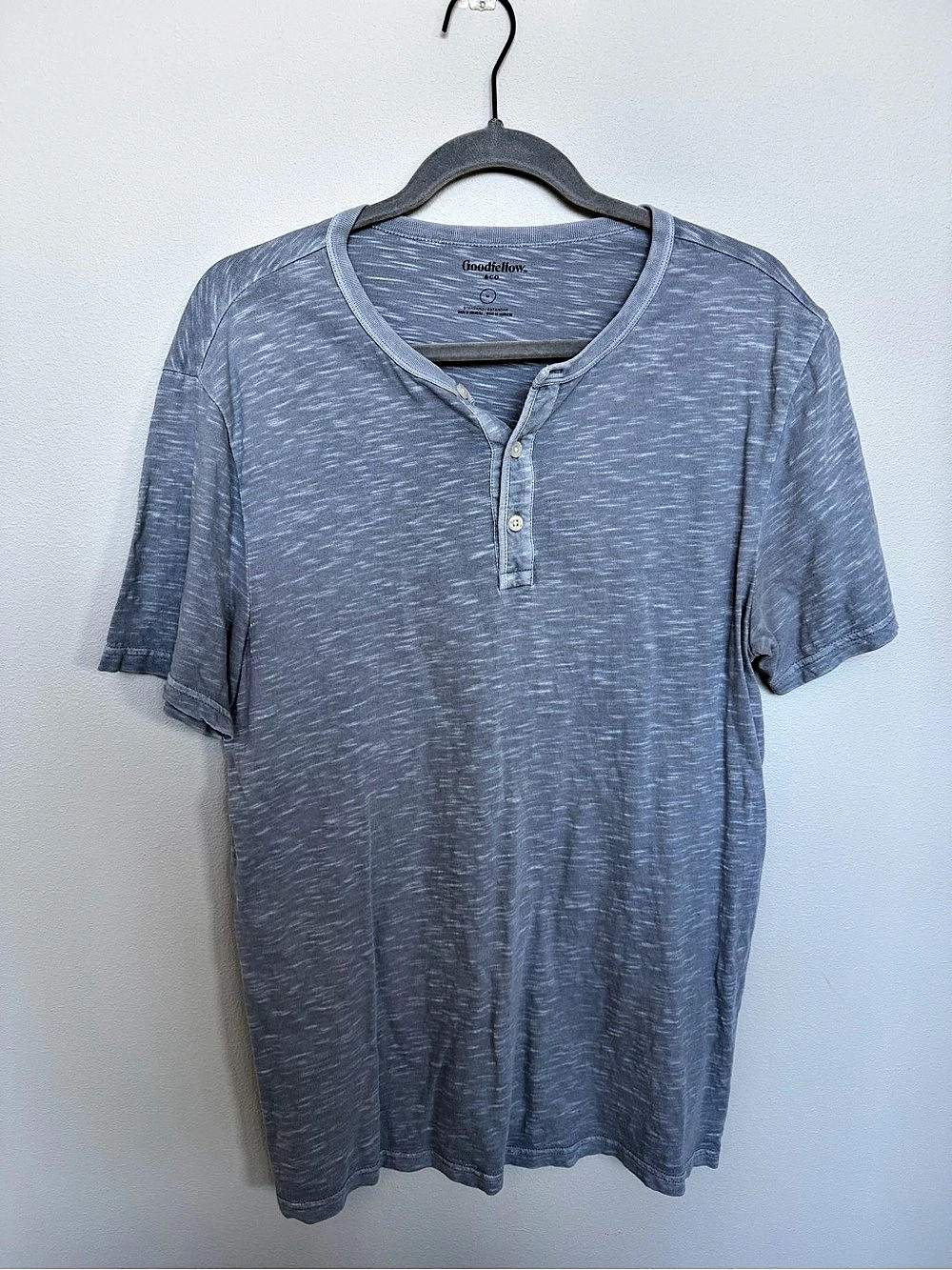 Goodfellow & Co Men's Short Sleeve Henley Shirt Blue Short Sleeve Henley